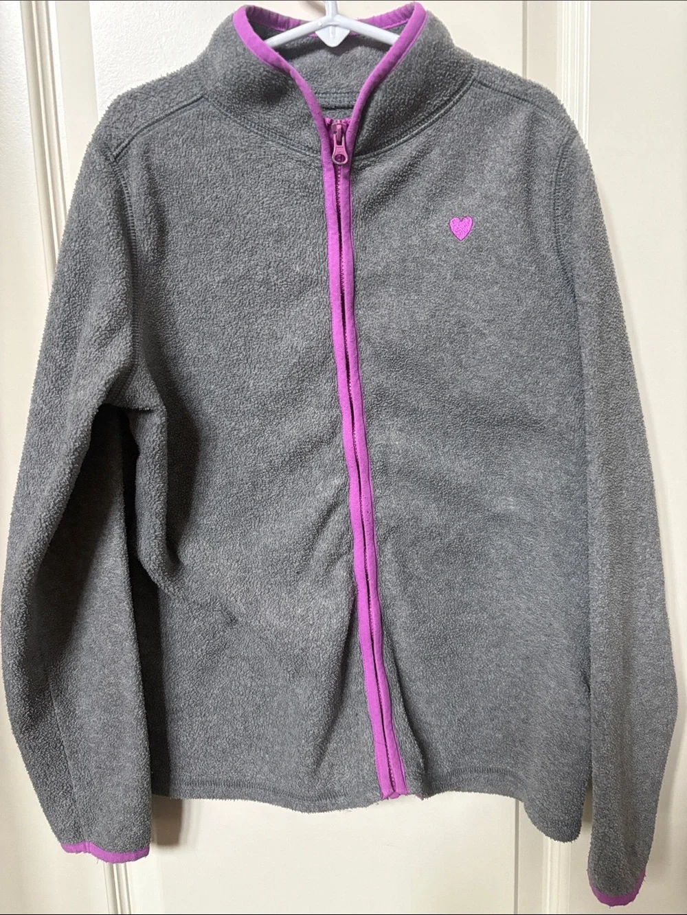 OshKosh B'gosh Gray Fleece Jacket with Purple trim size 12